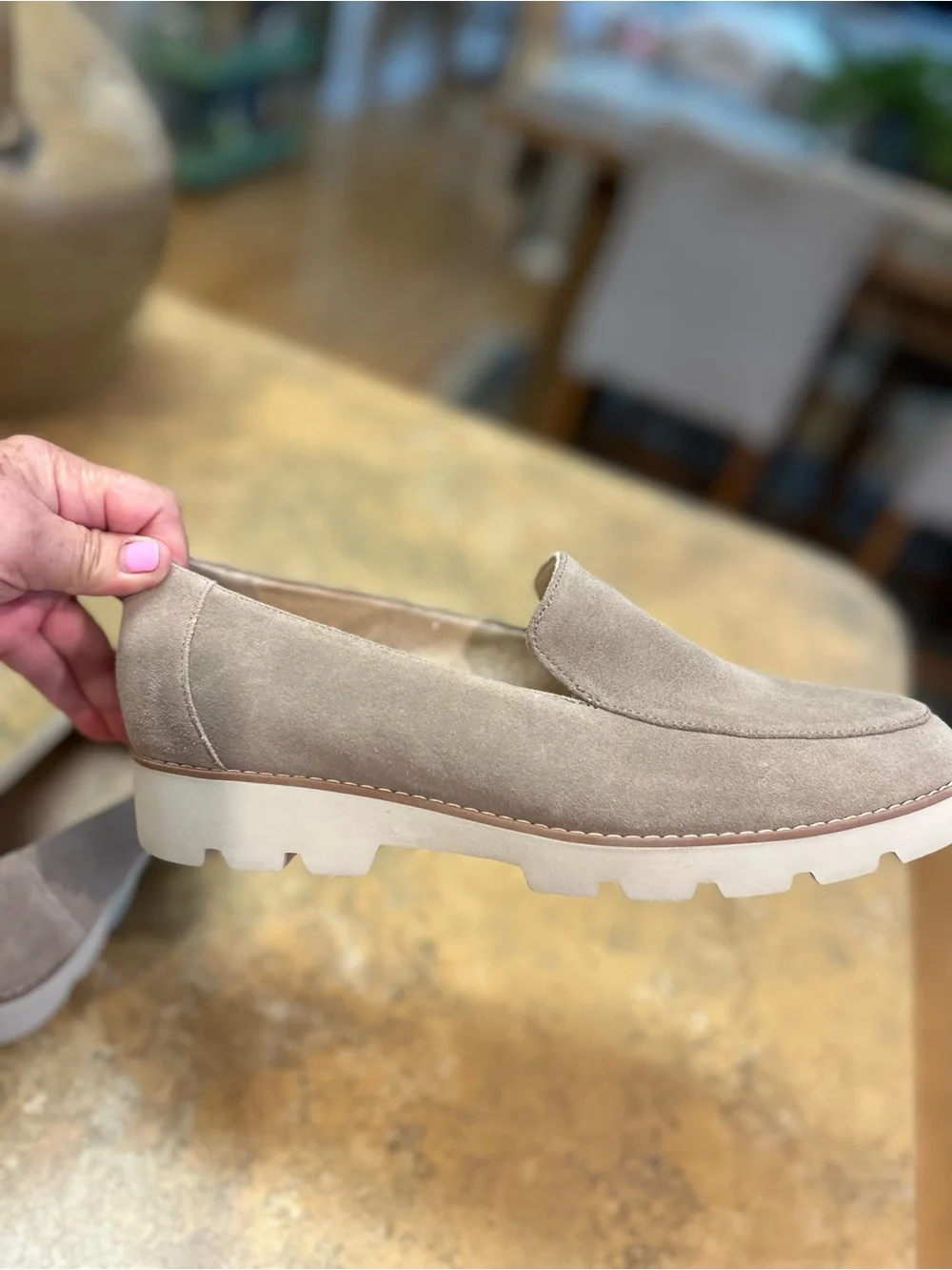 Vionic Kensley Taupe Suede Slip-On Loafers